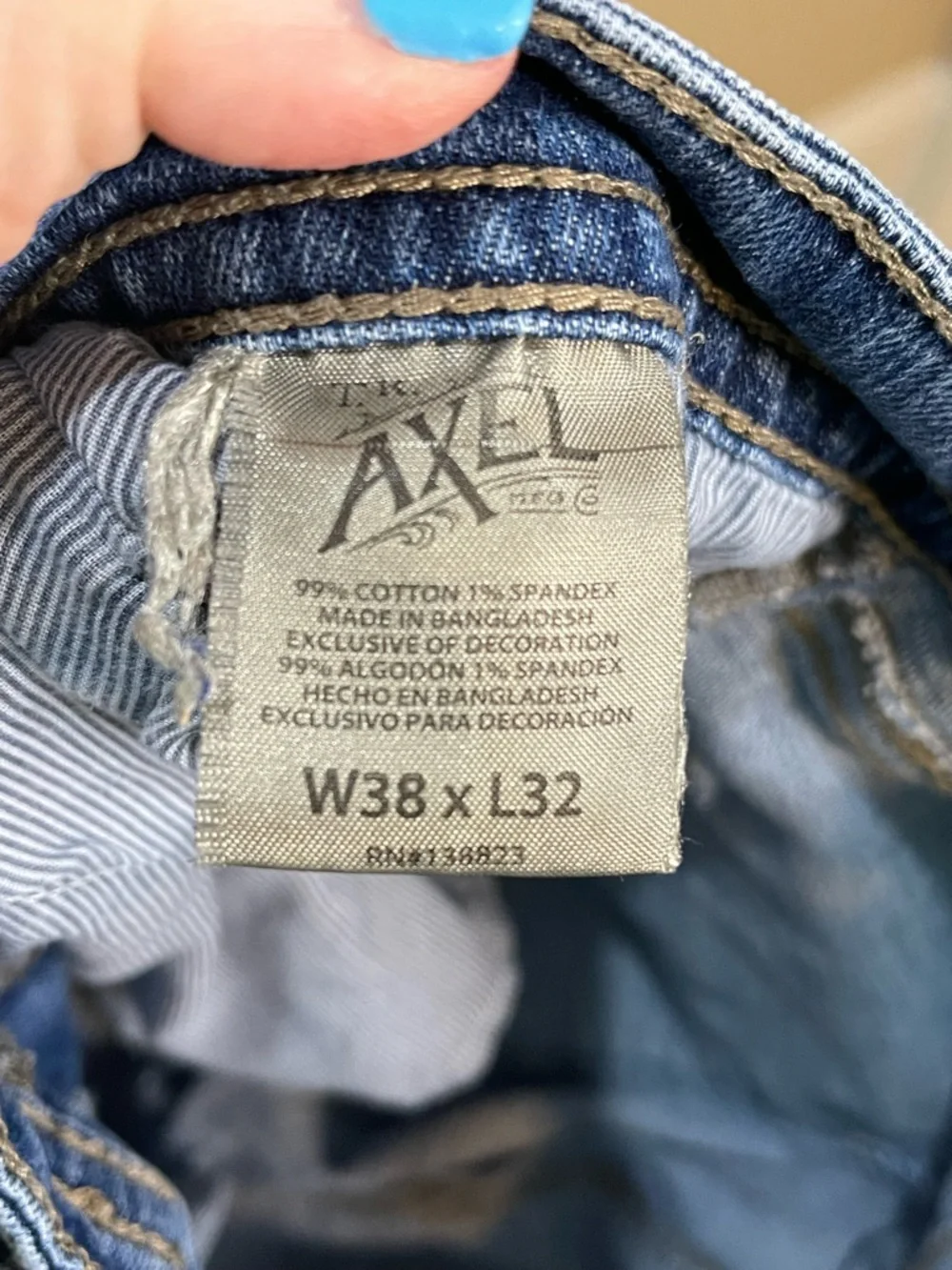 TK Axel Men's Straight Slim Boot Jeans with Pocket Stitch Detail Size 38x32